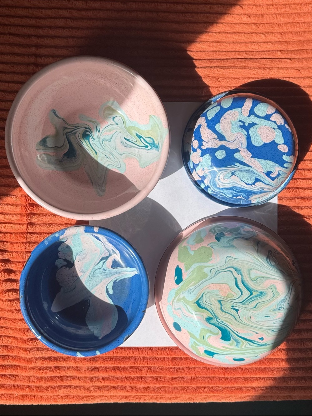BORNN Enamelware Marbled Metal Bowl Set